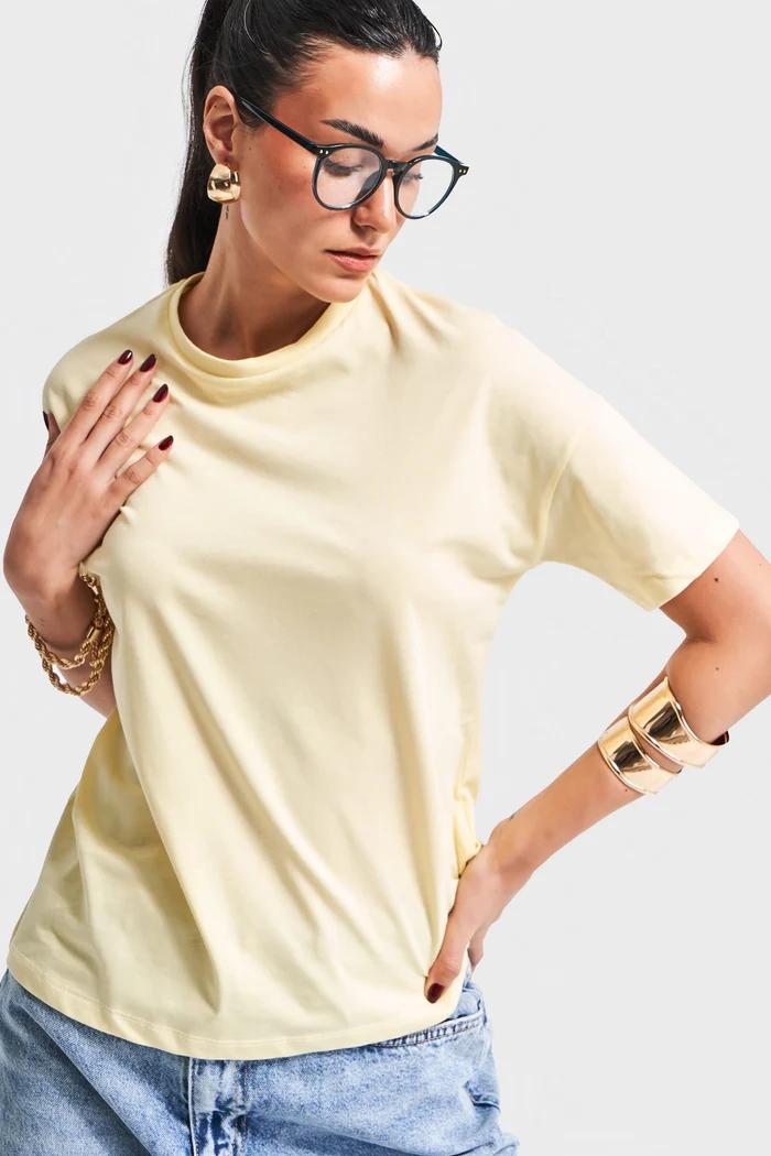 მაისური, ტოპი Women's T-Shirt IT'S BASIC 1kadin-sari-renk-s5-bisiklet-yaka-basic-t-shirt-20286.jpg