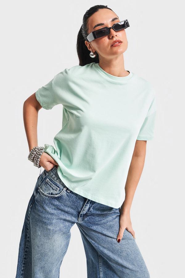 მაისური, ტოპი Women's T-Shirt IT'S BASIC kadin-mint-yesili-renk-s5-bisiklet-yaka-basic-t-shirt-20294.jpg