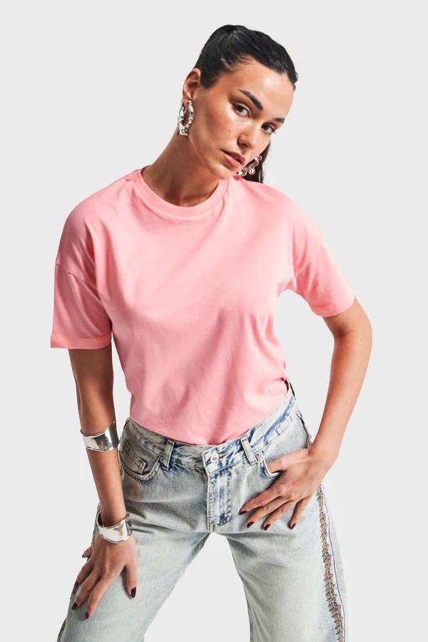 მაისური, ტოპი Women's T-Shirt IT'S BASIC kadin-pembe-renk-s5-bisiklet-yaka-basic-t-shirt-20298.jpg