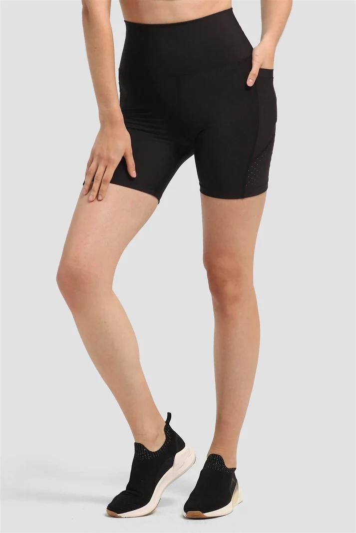 ფიტნეს ტანსაცმელი Women's Shorts  Biker Tights SUPERSTACY 1superstacy-laser-kesim-cepli-siyah-kisa-tayt-3487.jpg