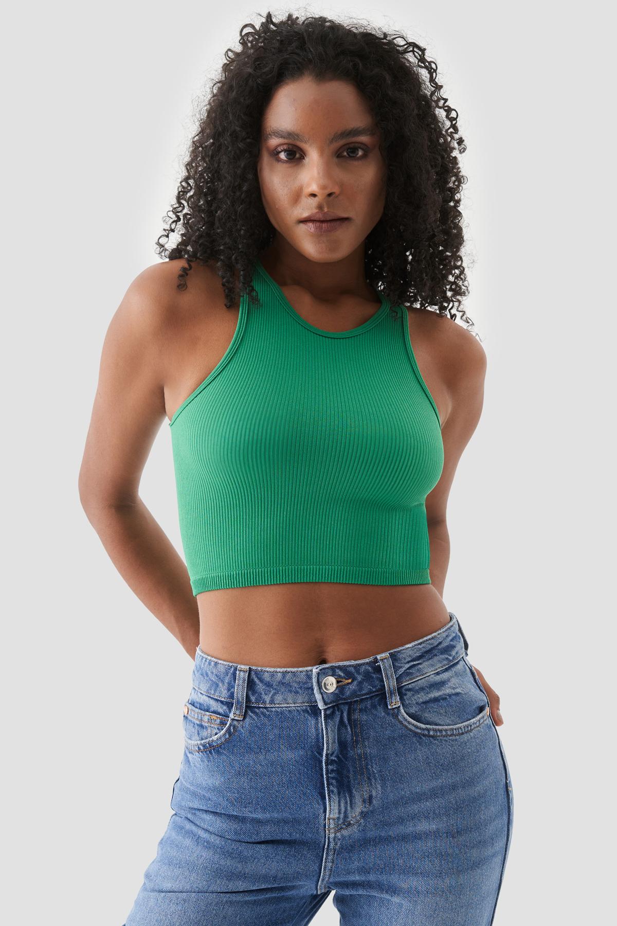 მაისური, ტოპი Women's Top SUPERSTACY 1polly-sleeveless-ribbed-green-top-3210-49-crop-top-superstacy-1498968-14-B.jpg