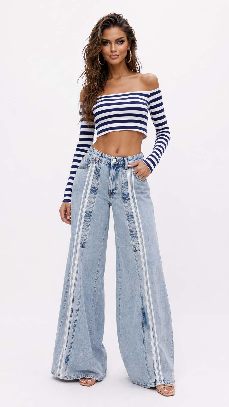 დენიმი, ჯინსი Women's Denim Jeans Palazzo Fit IT'S BASIC 1image074.jpg