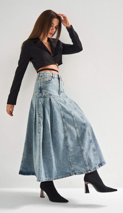 Women's Denim Skirt IT'S BASIC  1kadin-t-kot-rengi-3s5-65-pilili-viskon-karisimli-tasarim-denim-etek-19679.jpg
