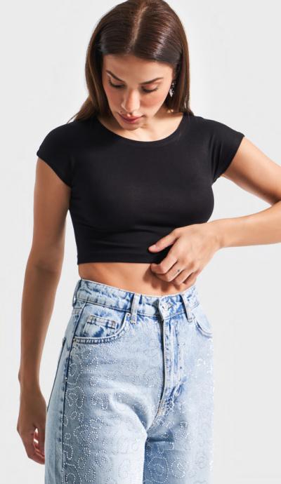 Women's T-Shirt IT'S BASIC 1kadin-siyah-renk-esnek-kumas-bisiklet-yaka-crop-body-20611.jpg