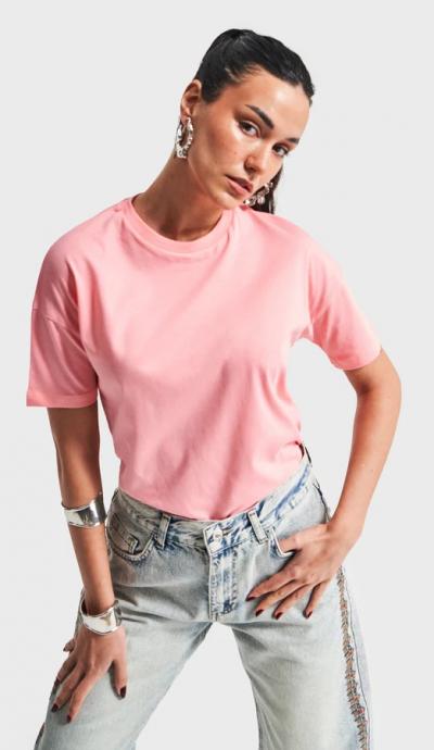 Women's T-Shirt IT'S BASIC kadin-pembe-renk-s5-bisiklet-yaka-basic-t-shirt-20298.jpg